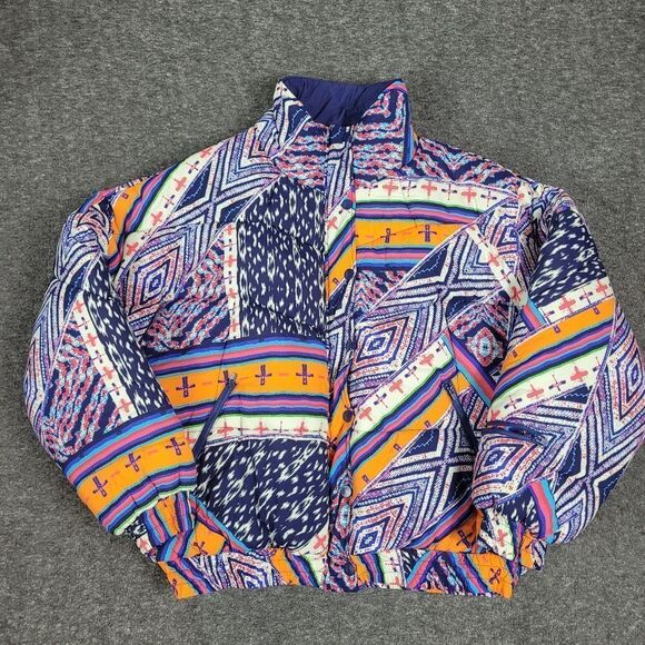 Free People Jackets & Blazers - Free People PF Movement Power House Women's Puffer Size L Navy Combo Print New W
